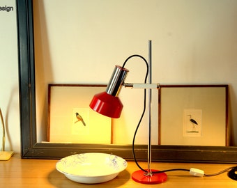 Large red and chrome 1970 desk lamp NO SHIPPING USA