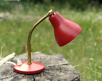 Small red table lamp. Aluminor made in France 1950 NO SHIPPING USA