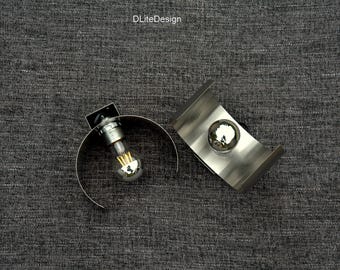 Pair of minimalist vintage 1970s space age arc wall lights   NO SHIPPING USA