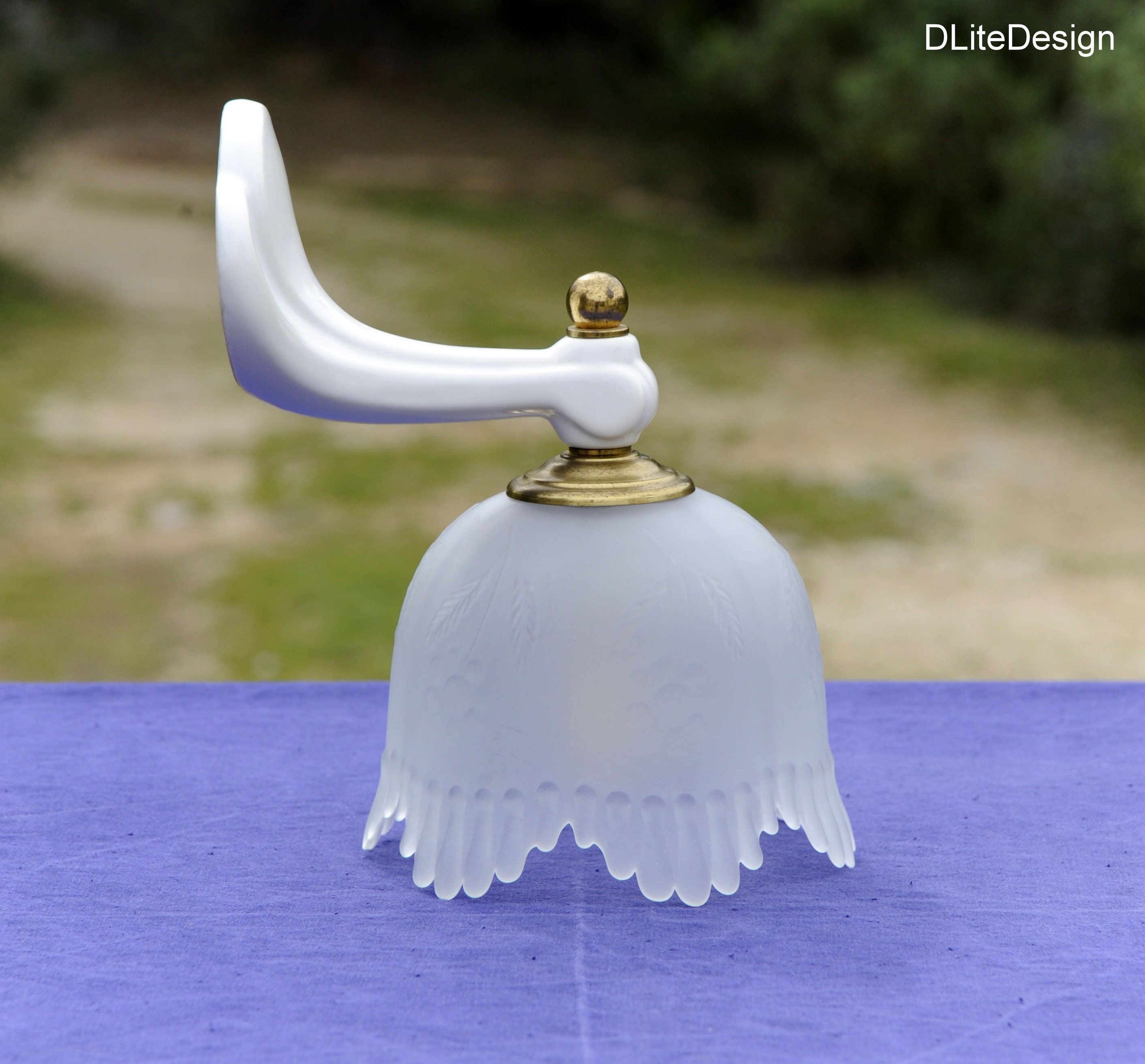 Applique Art Déco Porcelaine et Verre 1950