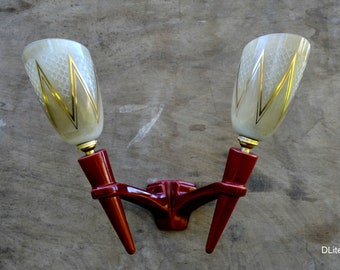 Sconces, wall light 1 double light  + 1 single light. Vintage ceramic 50 '60'   NO SHIPPING USA