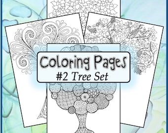 DIGITAL DOWNLOAD** Coloring Pages #2 Tree Set **