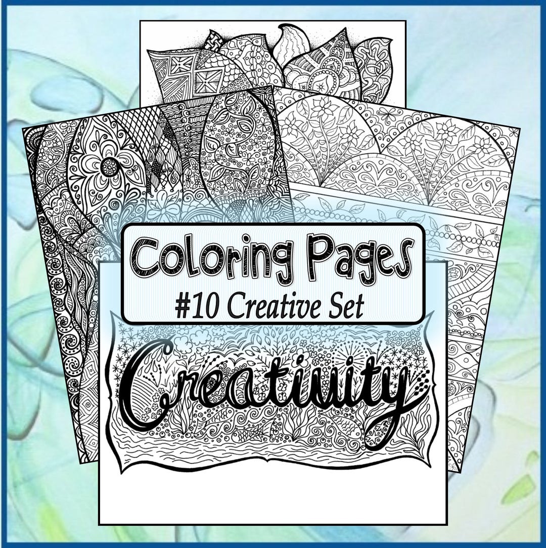 Adult Coloring Pages ** #10 Creative Set ** DIGITAL DOWNLOAD** - Etsy