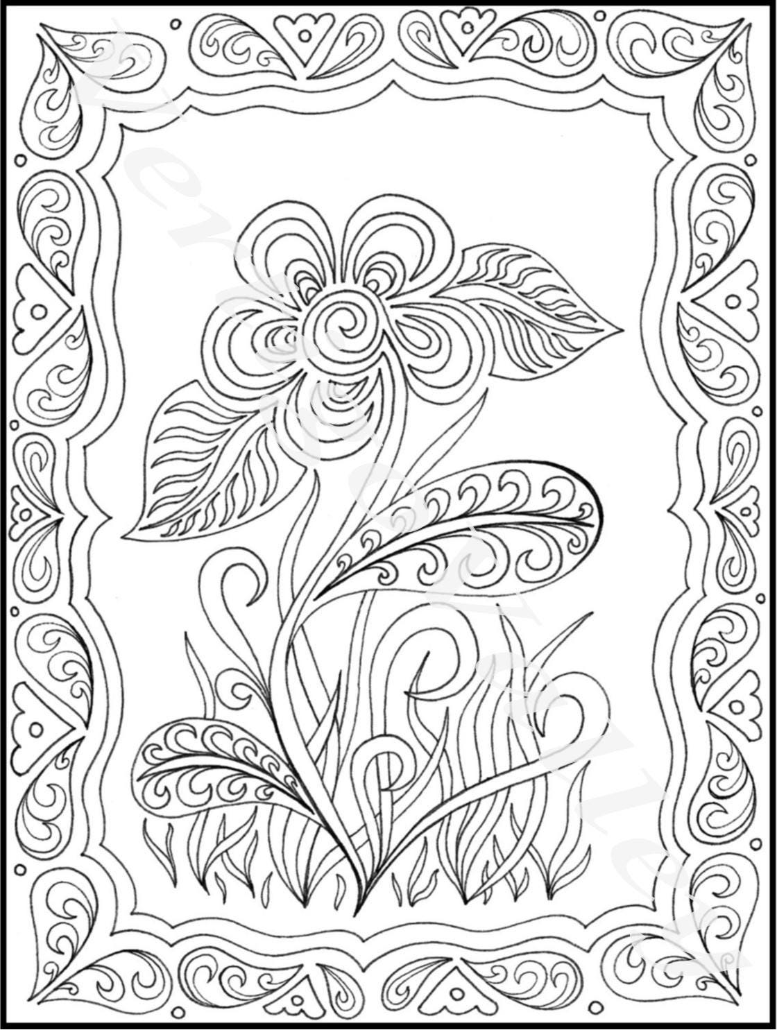 DIGITAL DOWNLOAD** Coloring Pages #7 Flower Set ** - Etsy