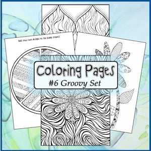 DIGITAL DOWNLOAD** Coloring Pages #6 Groovy Set **