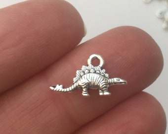 20 Dinosaur Charms Antique Silver Tone DINO14