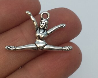 SC2673 8 Love Gymnastics Charms Antique Silver Tone