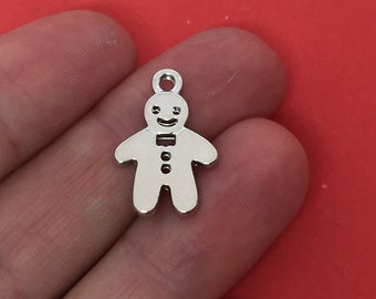 20pcs Gingerbread man charms silver tone Gingerbread man charm pendants 14x20mm
