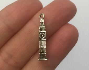 5 x Tibetan Silver Big Ben Clock Tower Charms