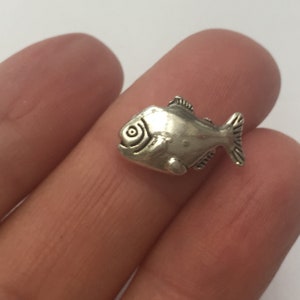 16 Fish Beads Antique Silver Tone BD113
