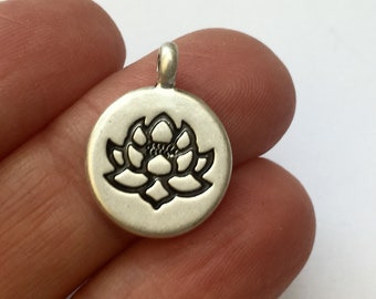 20pcs 13x18mm Zinc Alloy Lotus Charm Flower Charm,yoga necklace,Lotus Blossom,Antique Silver
