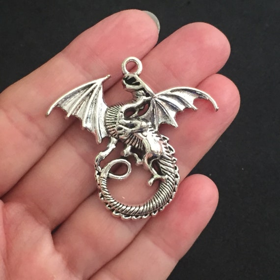 Special Offer - 2 Dragon Charms Antique Silver Tone DRAGON11