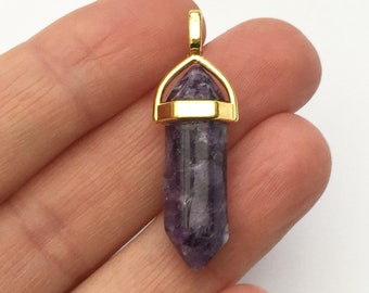 1 Natural Amethyst Bullet Pendant GEMP31