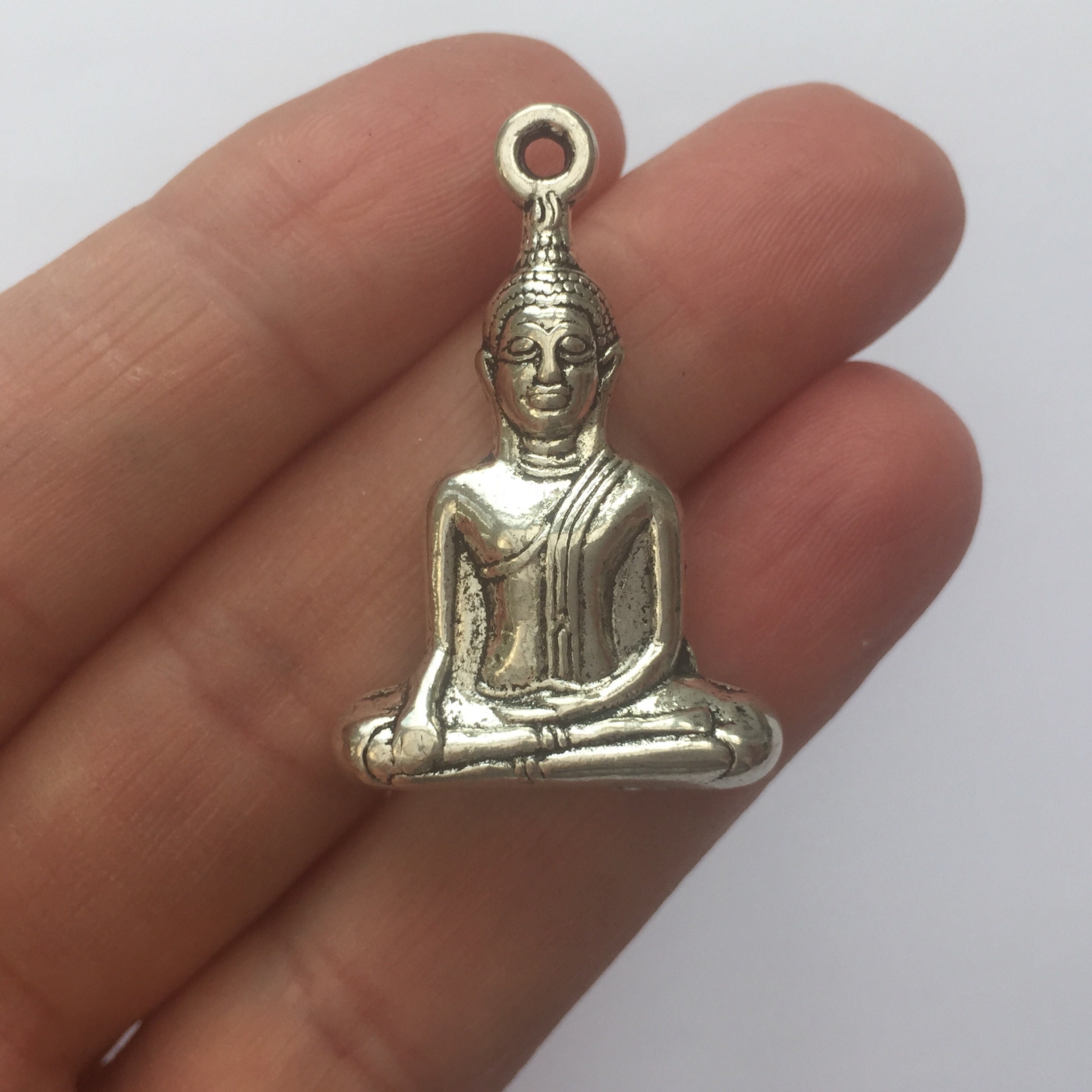 2 Buddha Charms Antique Silver Tone BUD08 | Etsy
