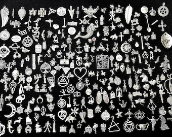 Bulk 50 Antique Silver Pendants And Charms for Jewelry Making