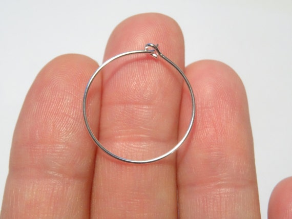 24 Wine glass charm hoops 25 x 20mm silver tone FS533