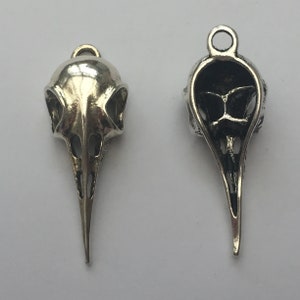 2 Bird Skull Charms Antique Silver Tone SC695/2 image 4