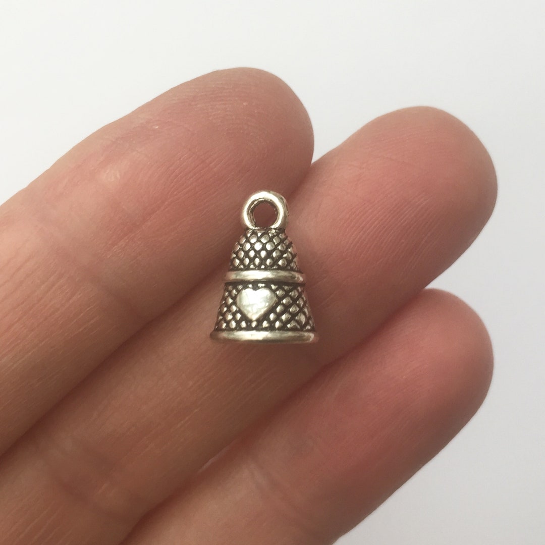 8 Thimble Charms Antique Silver Tone SC178 Etsy Italia