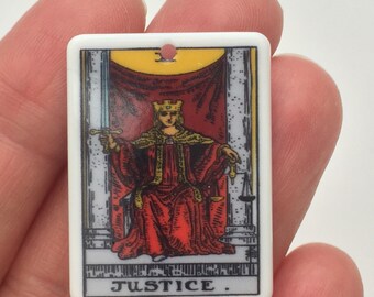 1 The Justice Tarot reading card charm pendant resin