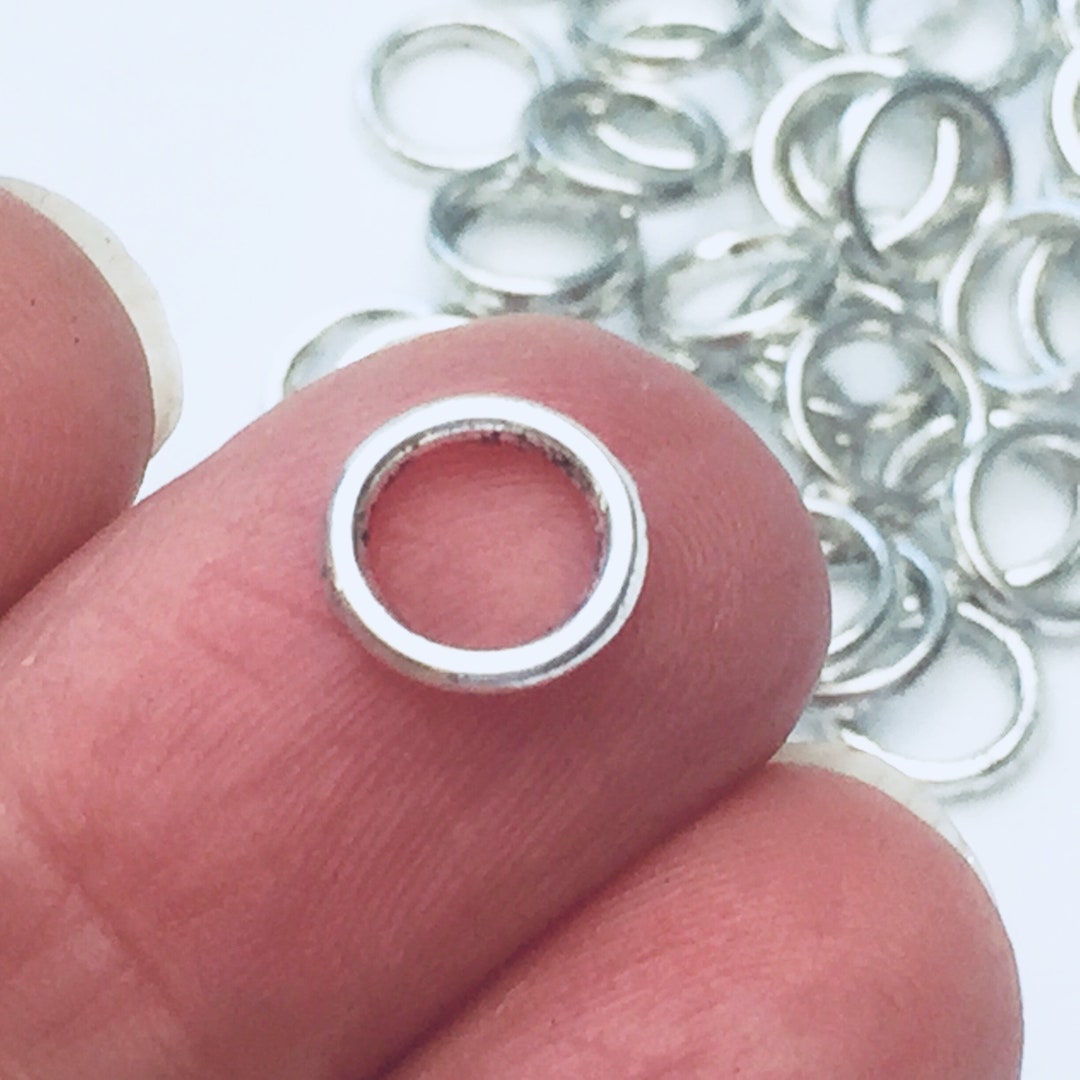 100 Closed Soldered Jump Rings Round Antique Silver 8mm Etsy
