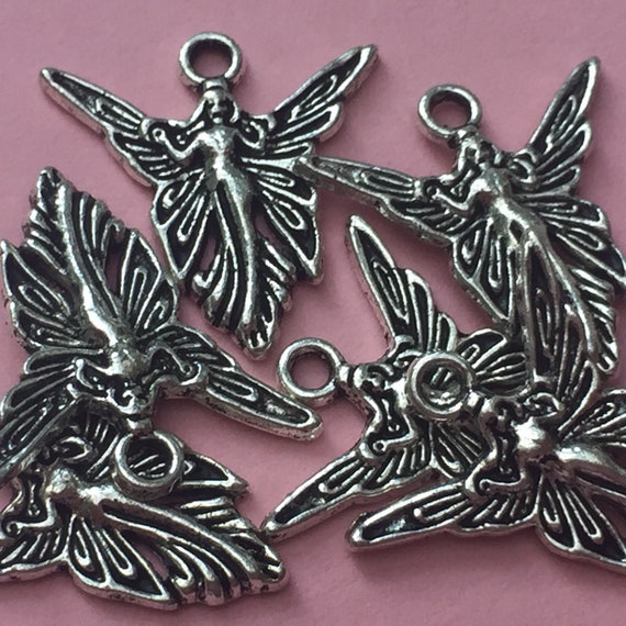 6 Castle charms antique silver tone P14