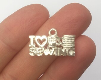 6 I Love Sewing Charms Silver Plated SC183