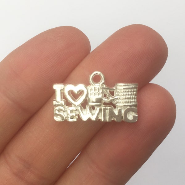 6 I Love Sewing Charms Silver Plated SC183