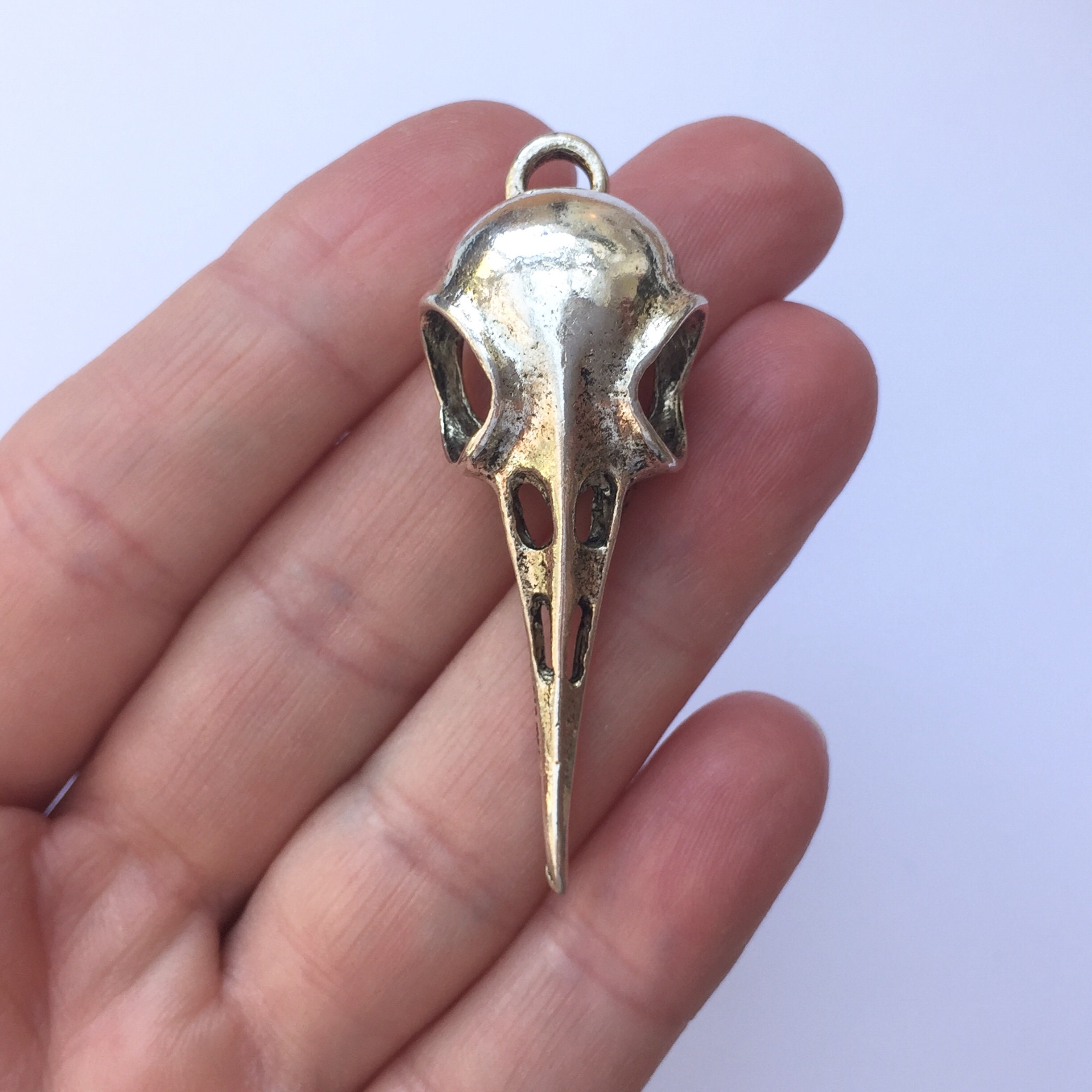 4 Bird Skull Charms,Antique Bronze Tone-RS1121