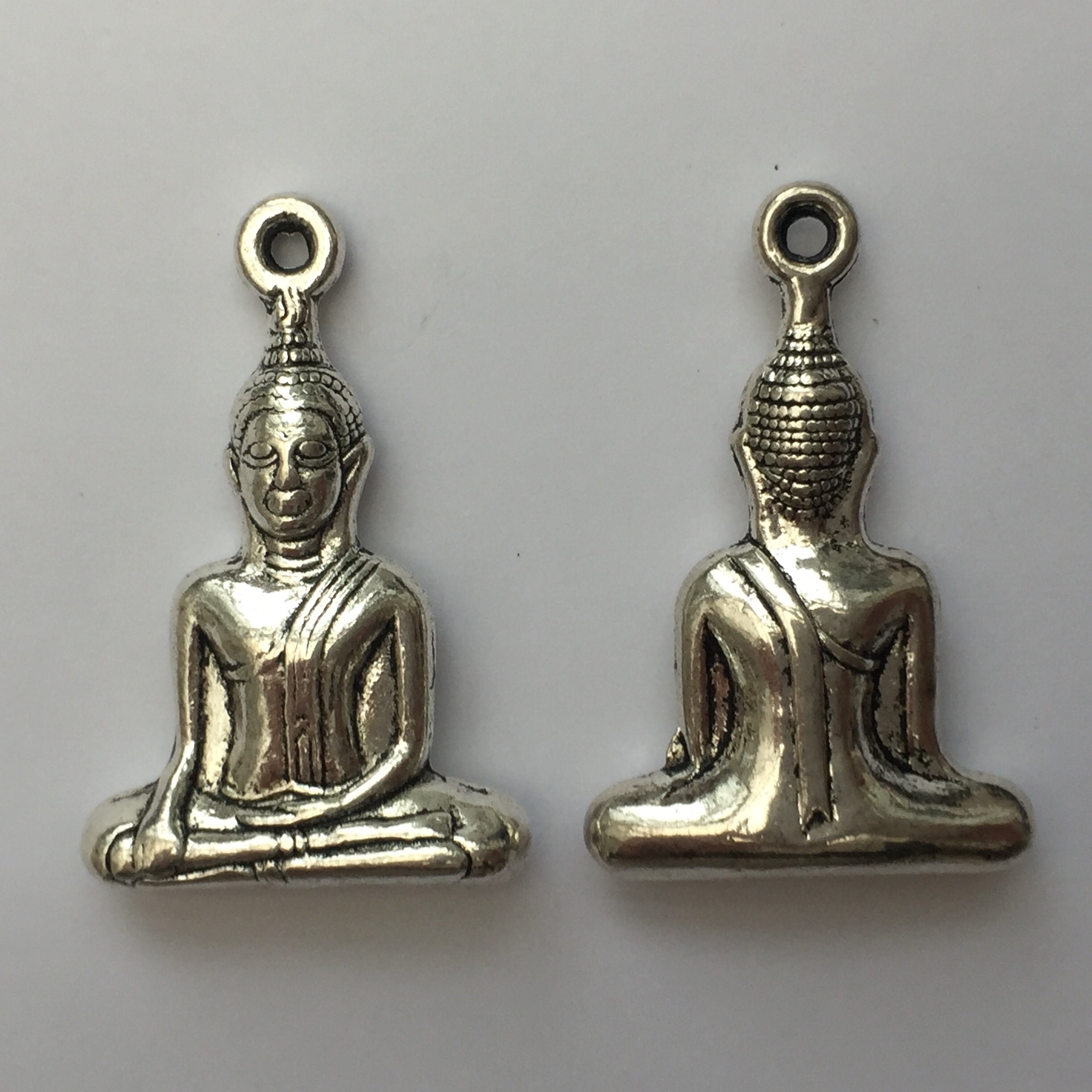 2 Buddha Charms Antique Silver Tone BUD08 - Etsy UK