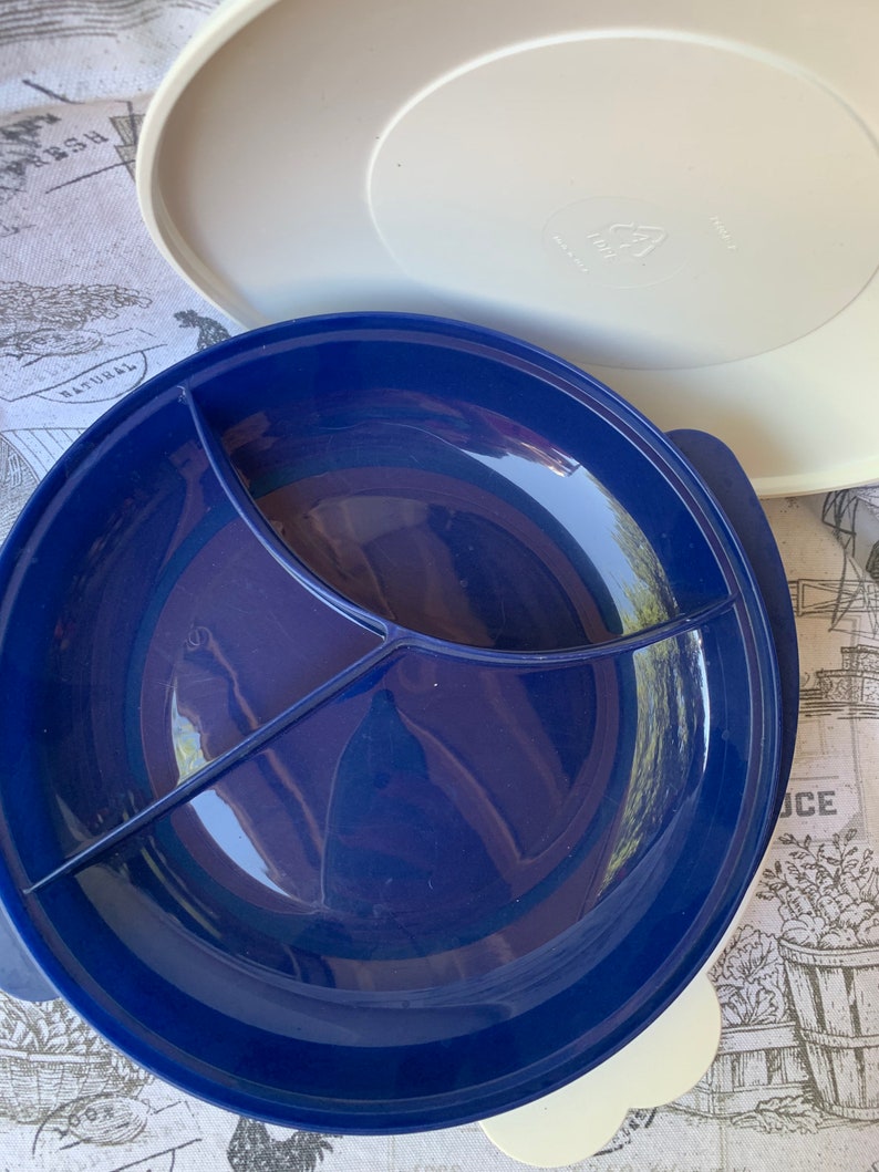 Vintage Tupperware Reheatables Divided Plates Blue Etsy