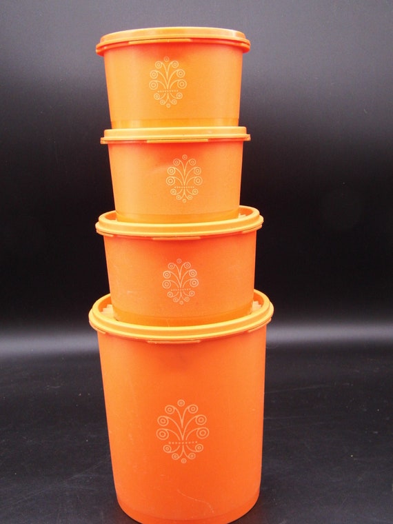 Vintage Orange Tupperware Canister Set 