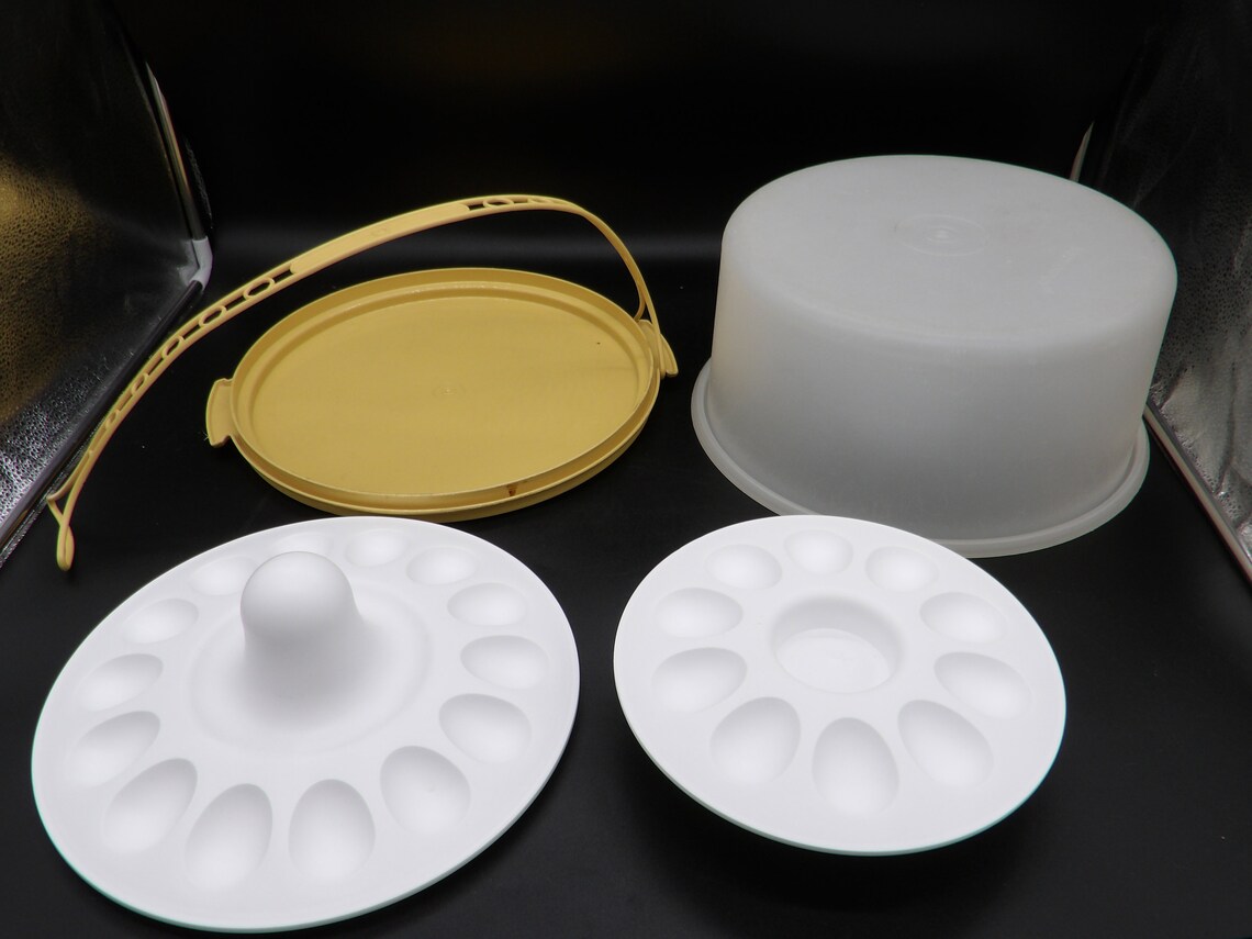 Two Tier Tupperware Deviled Egg Tray With Cake Carrier Etsy