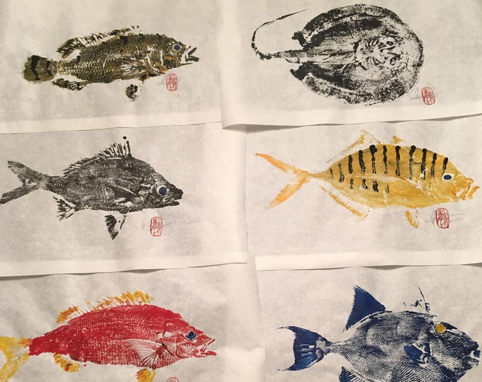 Sale/three Random Fish/gyotaku/gifts for Friends/gifts for Etsy