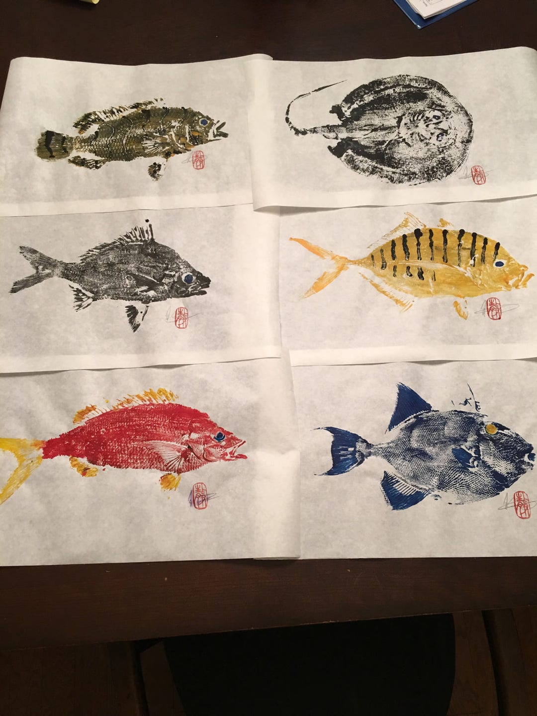 Sale/three Random Fish/gyotaku/gifts for Friends/gifts for Etsy