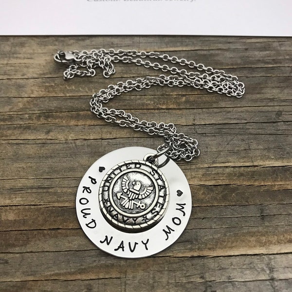 Navy Mom Custom Hand Stamped Necklace, Military Mom, US Navy Mom Gift, Proud Navy Mom, Navy Key Chain, Sailors Mom, Military Mom, Deployment
