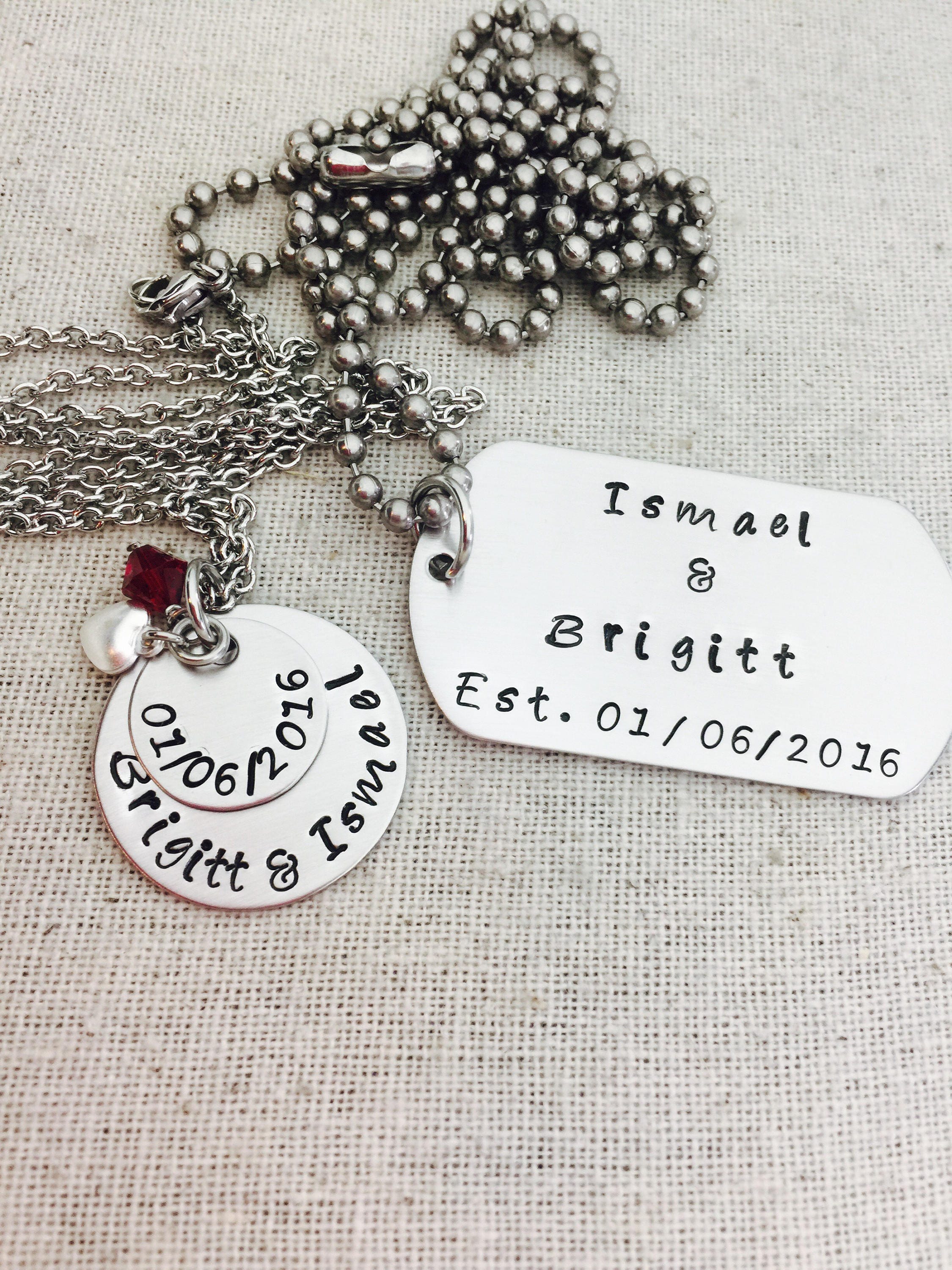 Personalized Couples Necklace Key Chain Set Wedding Gift His | Etsy