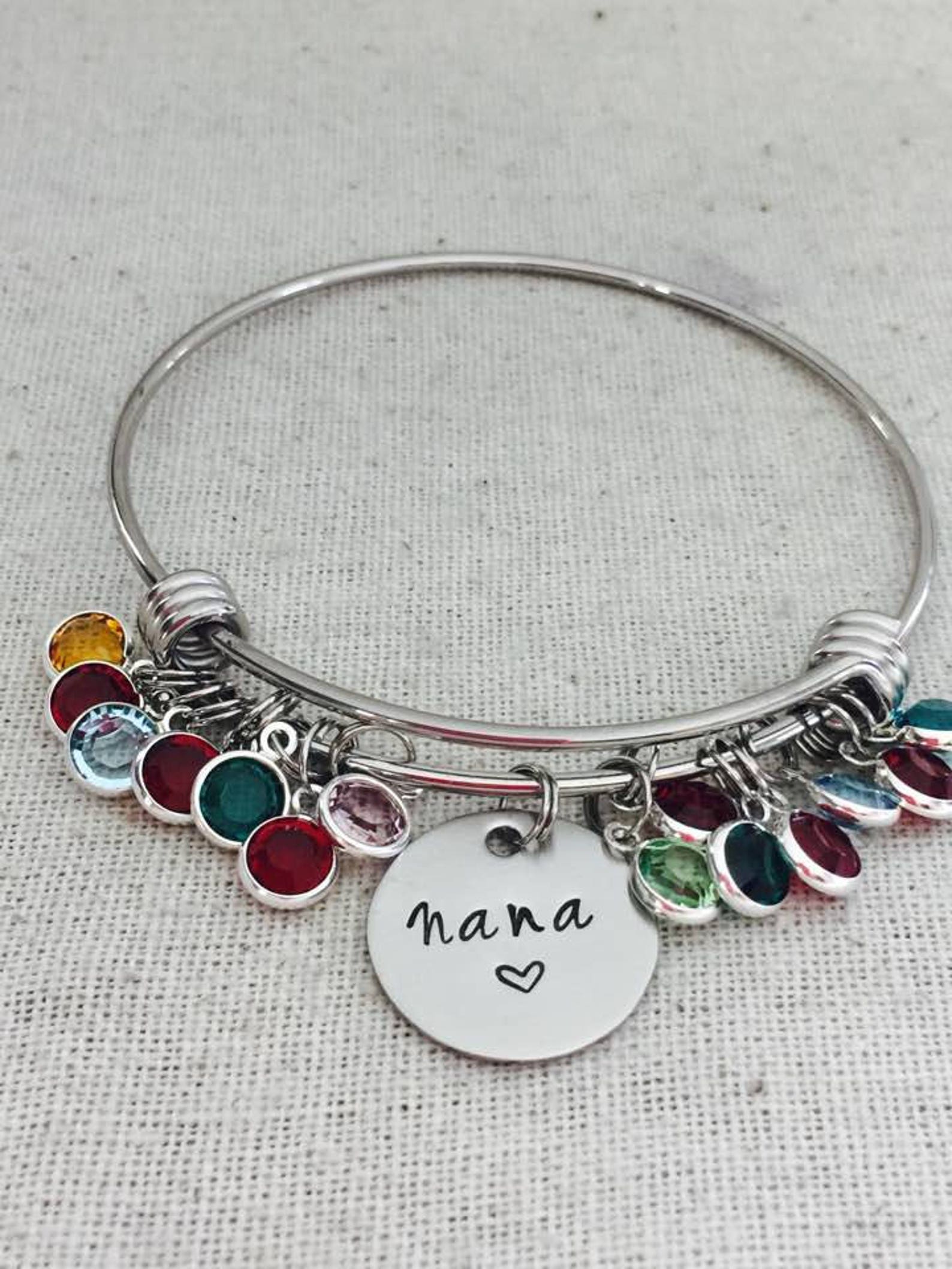 Personalized Nana Bracelet Birthstone Bracelet Etsy