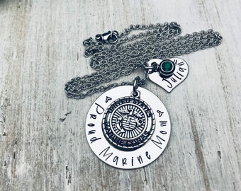Marine Mom Custom Necklace Hand Stamped 