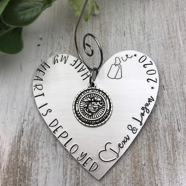 Half My Heart Is Deployed Custom Ornament, Military Ornament, USMC, Navy, Coast Guard, Army, Air Force, Military  Ornament, Military Family