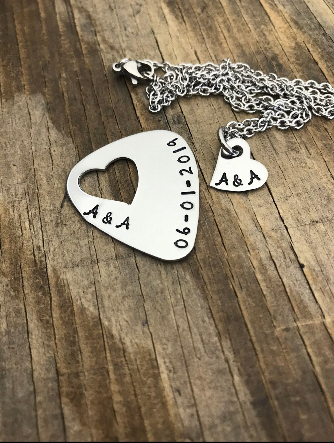 Custom Guitar Pick Heart Necklace Initial Necklace Guitar Etsy