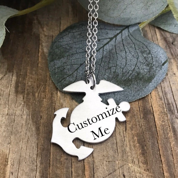 Custom Marine EGA Necklace, Always Faithful, USMC Jewelry, Marine Corp, USMC, Deployment, Marine Wife Key Chain, Marine Mom, Semper Fi,