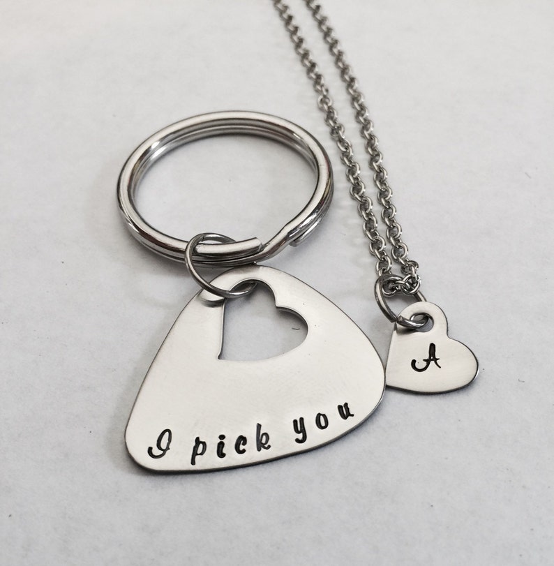 I Pick You Guitar Pick Heart Necklace Stainless Steel Guitar Etsy