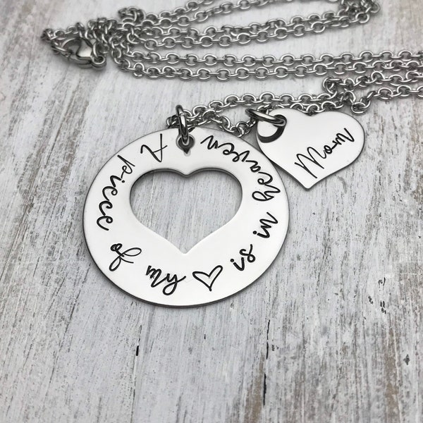 A Piece Of My Heart Is In Heaven, Custom Memorial Necklace, Name Jewelry, Remembrance Jewelry, Loss Of Loved One Child, In Loving Memory