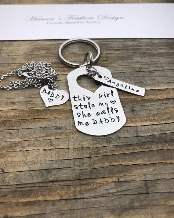 This Girl Stole My Heart She Calls Me Daddy Daddy Daughter Key Chain Necklace Set Father s Day Gift Name Jewelry Family Jewelry For Dad