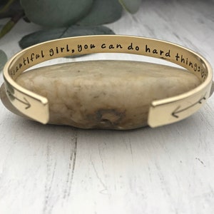 Beautiful Girl You Can Do Hard Things, Inspirational Bracelet, Encouragement, Self Esteem, Motivational Gift, Gift For Daughter, Teen Gift