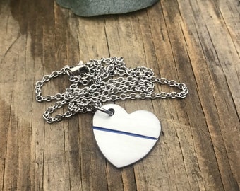 Thin Blue Line,Back The Badge Necklace, Police Officer's Wife, LEO Necklace, Badge Number, Police Officer Family, Heart, Key Chain, Hero
