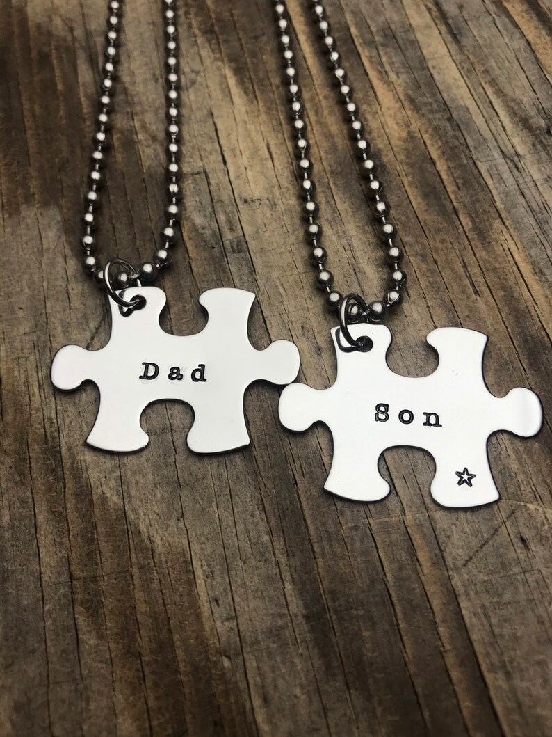 Dad Son Necklace Set Interlocking Necklace for Father and Etsy