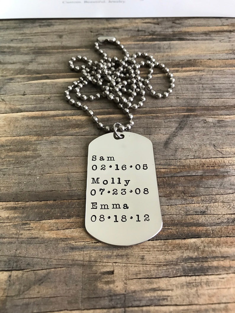 Personalized Dog Tag Necklace Gift For Him Father's Etsy