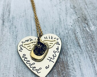 Heaven Needed A Hero Custom Fireman Memorial Necklace-Nu Gold-Remembrance Jewelry-Loss Of Hero-Fallen Firefighter-First Responder-My Hero