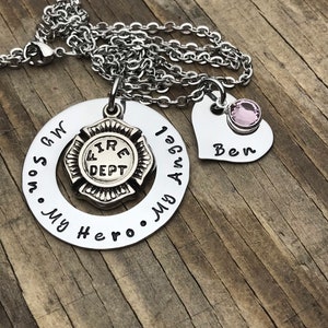 Custom Fallen Firefighter Necklace, My Son My Hero My Angel, Fireman Memorial Jewelry, Heaven Needed A Hero, Loss Of A Fireman, Name Jewelry